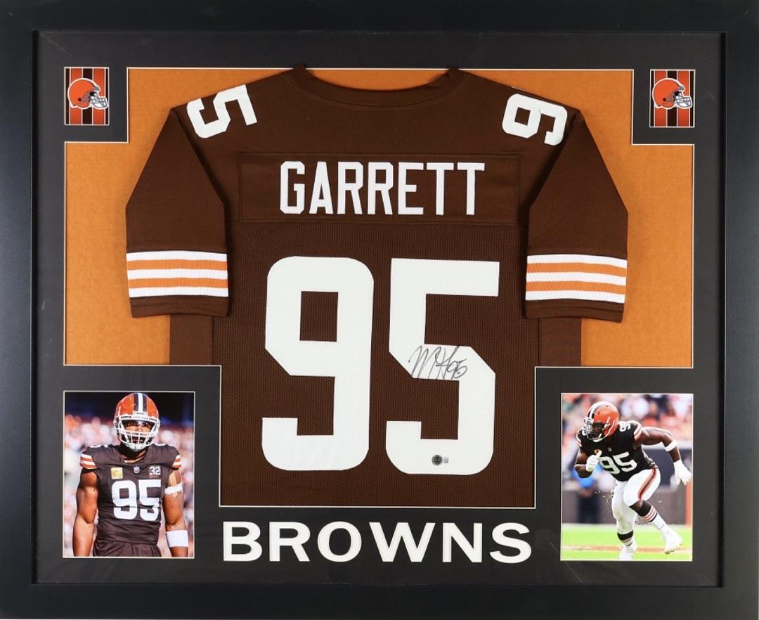 Myles Garrett 34x42 signed framed Browns Jersey - Beckett COA